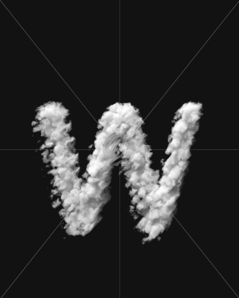 Letter W from White Dense Clouds on Yellow Images Creative Fonts - S72714