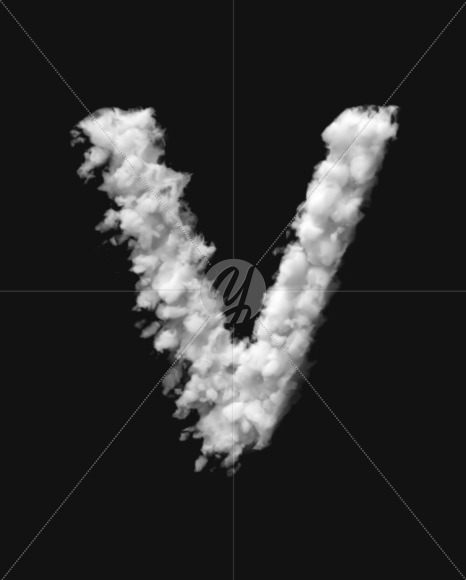 Letter V from White Dense Clouds on Yellow Images Creative Fonts - S72713