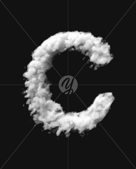 Letter C from White Dense Clouds on Yellow Images Creative Fonts - S72694