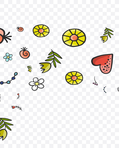 5 from Doodle Patterned Nature Font on Yellow Images Creative Fonts - S73086