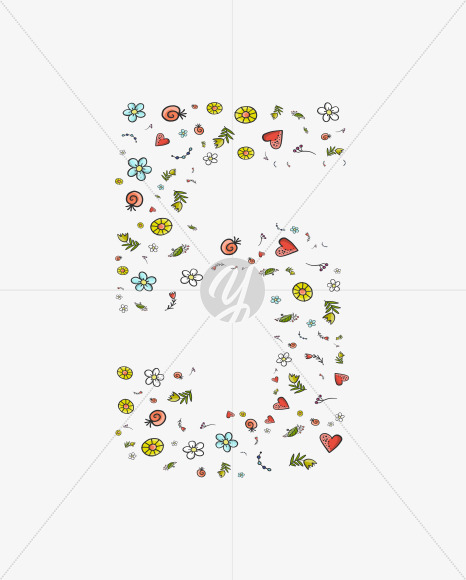 5 from Doodle Patterned Nature Font on Yellow Images Creative Fonts - S73086