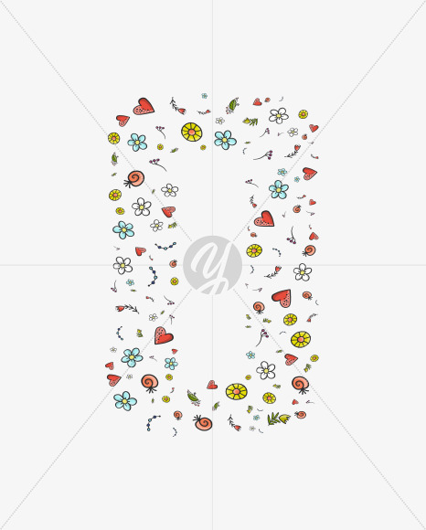 0 from Doodle Patterned Nature Font on Yellow Images Creative Fonts - S73081