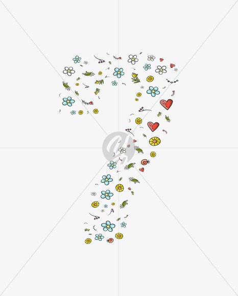 7 from Doodle Patterned Nature Font on Yellow Images Creative Fonts - S73088