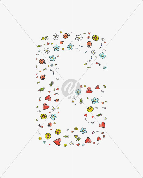 Letter G from Doodle Patterned Nature Font on Yellow Images Creative Fonts - S73100