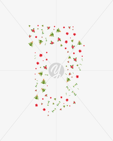 Letter D from Tropical Leaves Font on Yellow Images Creative Fonts - S73147