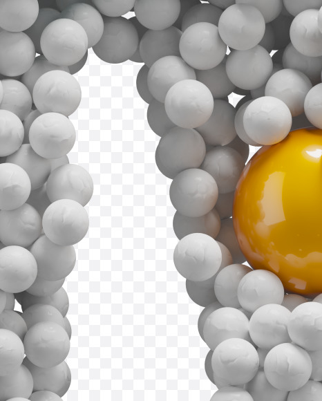 Letter M from Christmas balls on Yellow Images Creative Fonts - S73549