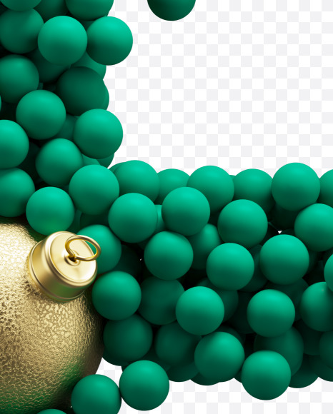 Letter F from Green Christmas balls on Yellow Images Creative Fonts - S73585