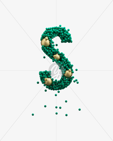 Letter S from Green Christmas balls on Yellow Images Creative Fonts - S73598