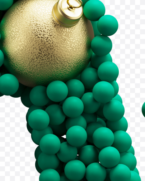 Letter A from Green Christmas balls on Yellow Images Creative Fonts - S73580