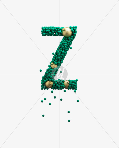 Letter Z from Green Christmas balls on Yellow Images Creative Fonts - S73605