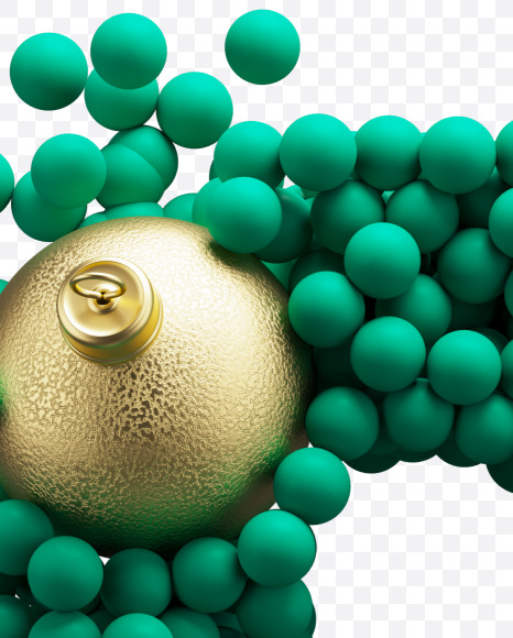 Letter D from Green Christmas balls on Yellow Images Creative Fonts - S73583