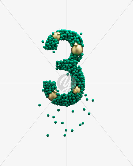 3 from Green Christmas balls on Yellow Images Creative Fonts - S73609