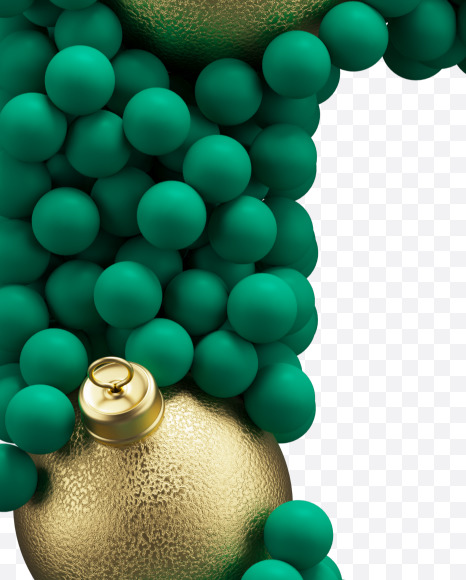 Letter E from Green Christmas balls on Yellow Images Creative Fonts - S73584