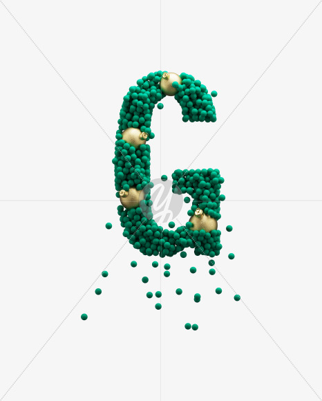 Letter G from Green Christmas balls on Yellow Images Creative Fonts - S73586