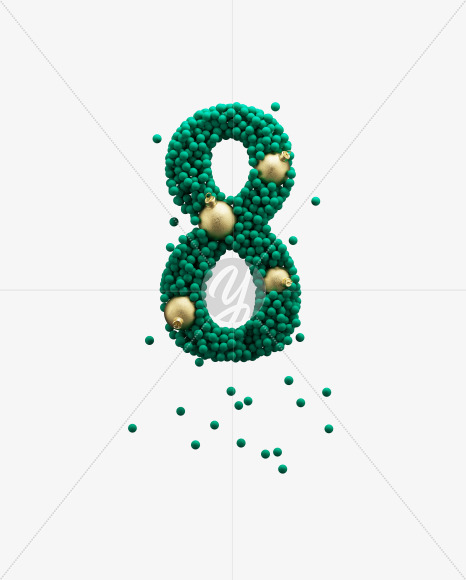 8 from Green Christmas balls on Yellow Images Creative Fonts - S73614