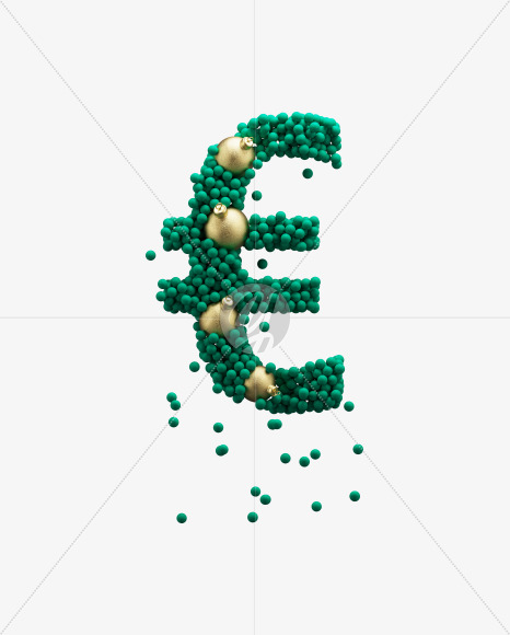 Euro from Green Christmas balls on Yellow Images Creative Fonts - S73621