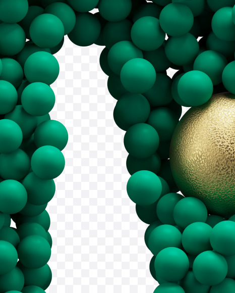 Letter M from Green Christmas balls on Yellow Images Creative Fonts - S73592