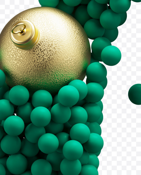 Letter C from Green Christmas balls on Yellow Images Creative Fonts - S73582