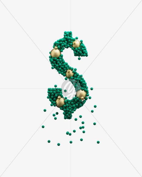 dollar from Green Christmas balls on Yellow Images Creative Fonts - S73620