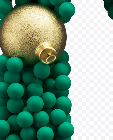 Letter N from Green Christmas balls on Yellow Images Creative Fonts - S73593