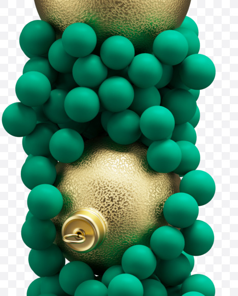 Exclamation from Green Christmas balls on Yellow Images Creative Fonts - S73616