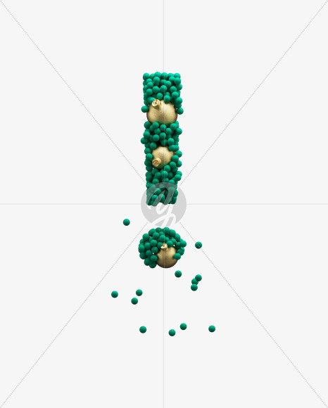 Exclamation from Green Christmas balls on Yellow Images Creative Fonts - S73616