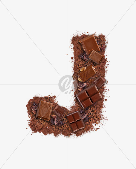 Letter J from Letter made of chocolate on Yellow Images Creative Fonts - S73744