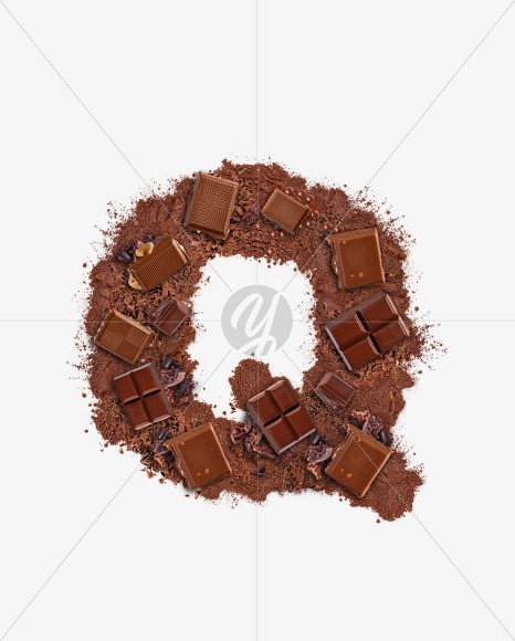 Letter Q from Letter made of chocolate on Yellow Images Creative Fonts - S73751