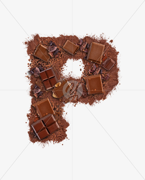 Letter P from Letter made of chocolate on Yellow Images Creative Fonts - S73750