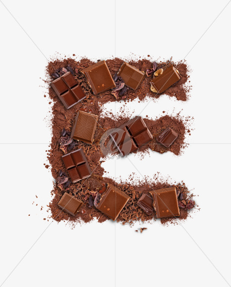 Letter E from Letter made of chocolate on Yellow Images Creative Fonts - S73739