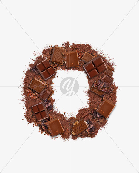 Letter O from Letter made of chocolate on Yellow Images Creative Fonts - S73749