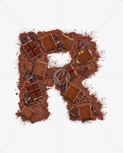 Letter R from Letter made of chocolate on Yellow Images Creative Fonts - S73752