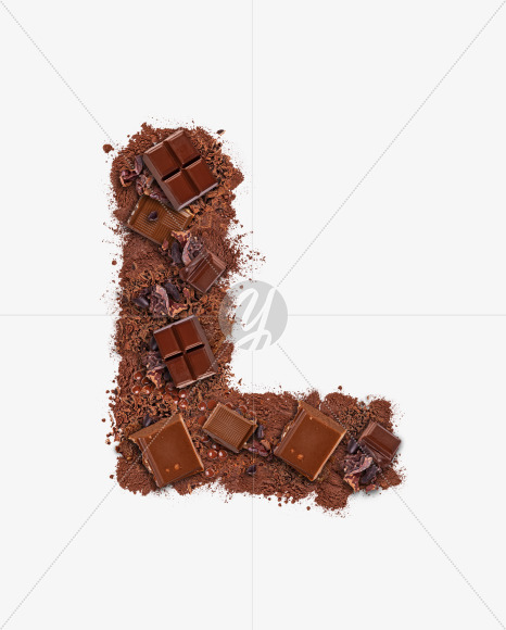 Letter L from Letter made of chocolate on Yellow Images Creative Fonts - S73746