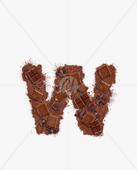 Letter W from Letter made of chocolate on Yellow Images Creative Fonts - S73757