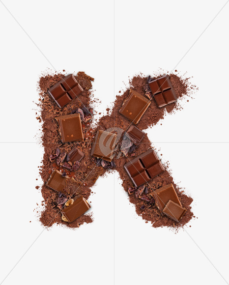 Letter K from Letter made of chocolate on Yellow Images Creative Fonts - S73745