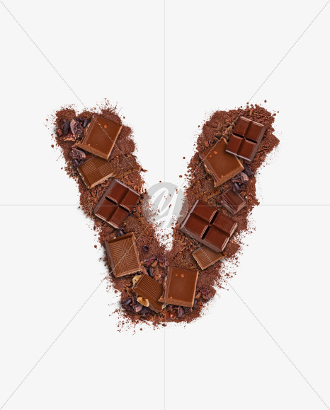 Letter V from Letter made of chocolate on Yellow Images Creative Fonts - S73756