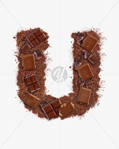 Letter U from Letter made of chocolate on Yellow Images Creative Fonts - S73755