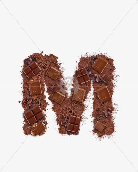 Letter M from Letter made of chocolate on Yellow Images Creative Fonts - S73747