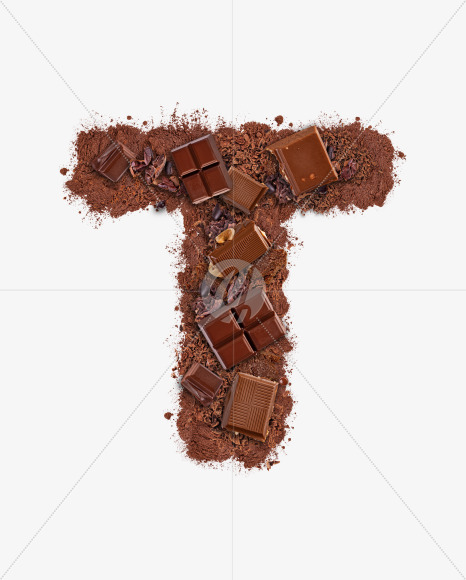 Letter T from Letter made of chocolate on Yellow Images Creative Fonts - S73754