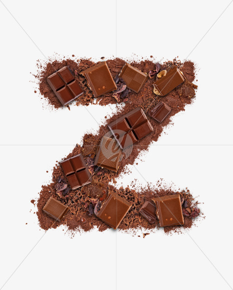 Letter Z from Letter made of chocolate on Yellow Images Creative Fonts - S73760