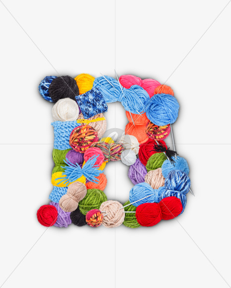 Letter B from Letters made of knitting yarn on Yellow Images Creative Fonts - S73763