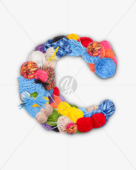 Letter C from Letters made of knitting yarn on Yellow Images Creative Fonts - S73764