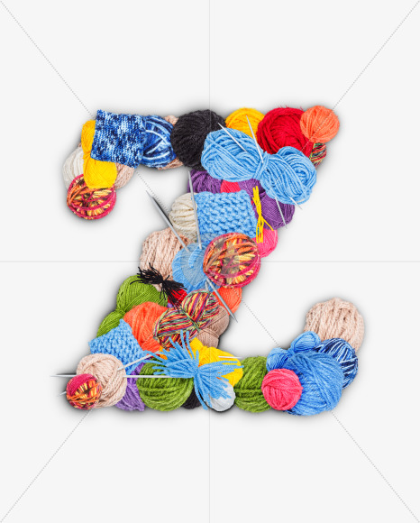 Letter Z from Letters made of knitting yarn on Yellow Images Creative Fonts - S73787