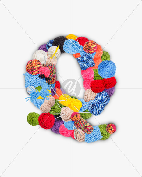 Letter Q from Letters made of knitting yarn on Yellow Images Creative Fonts - S73778