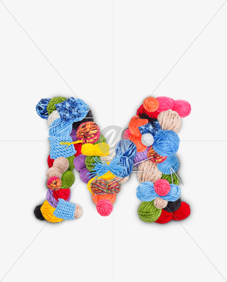 Letter M from Letters made of knitting yarn on Yellow Images Creative Fonts - S73774