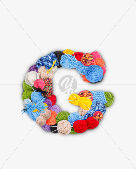 Letter G from Letters made of knitting yarn on Yellow Images Creative Fonts - S73768