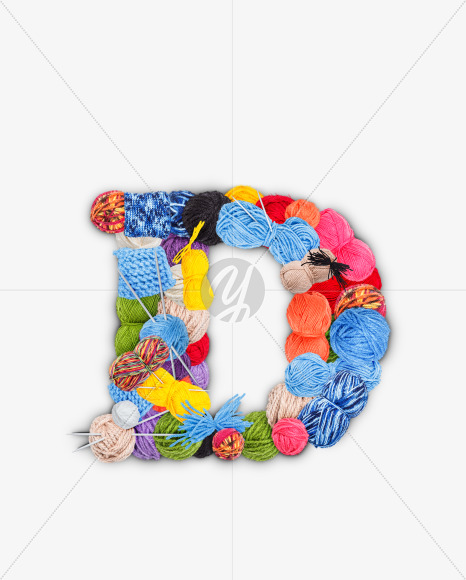 Letter D from Letters made of knitting yarn on Yellow Images Creative Fonts - S73765