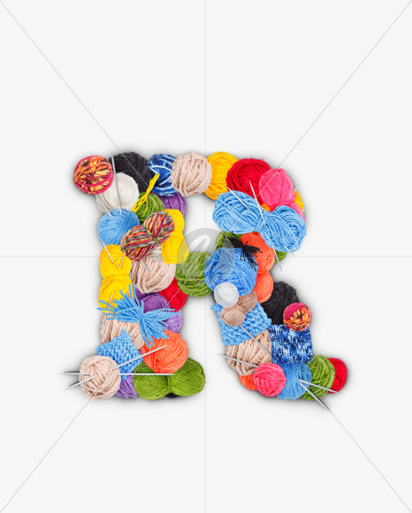 Letter R from Letters made of knitting yarn on Yellow Images Creative Fonts - S73779