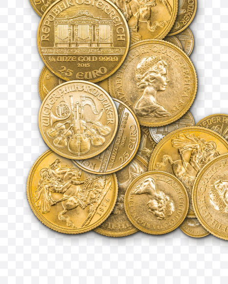 Letter L from Letter made from gold coins on Yellow Images Creative Fonts - S73955