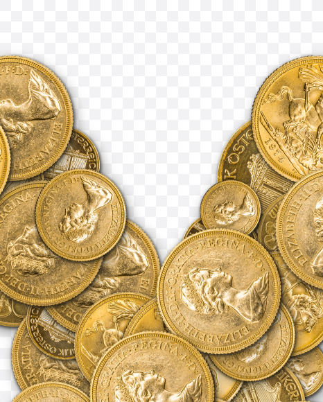 Letter X from Letter made from gold coins on Yellow Images Creative Fonts - S73967